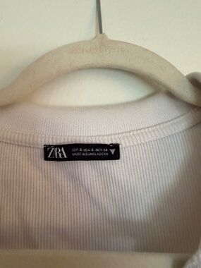 Zara Ribbed Long Sleeve Collared Crop Top